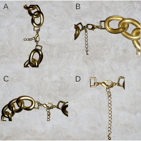 Vintage Frosted Gold Tone Curb Chain Necklace Heavy Graduated Oval Links Lobster - Picture 5 of 13